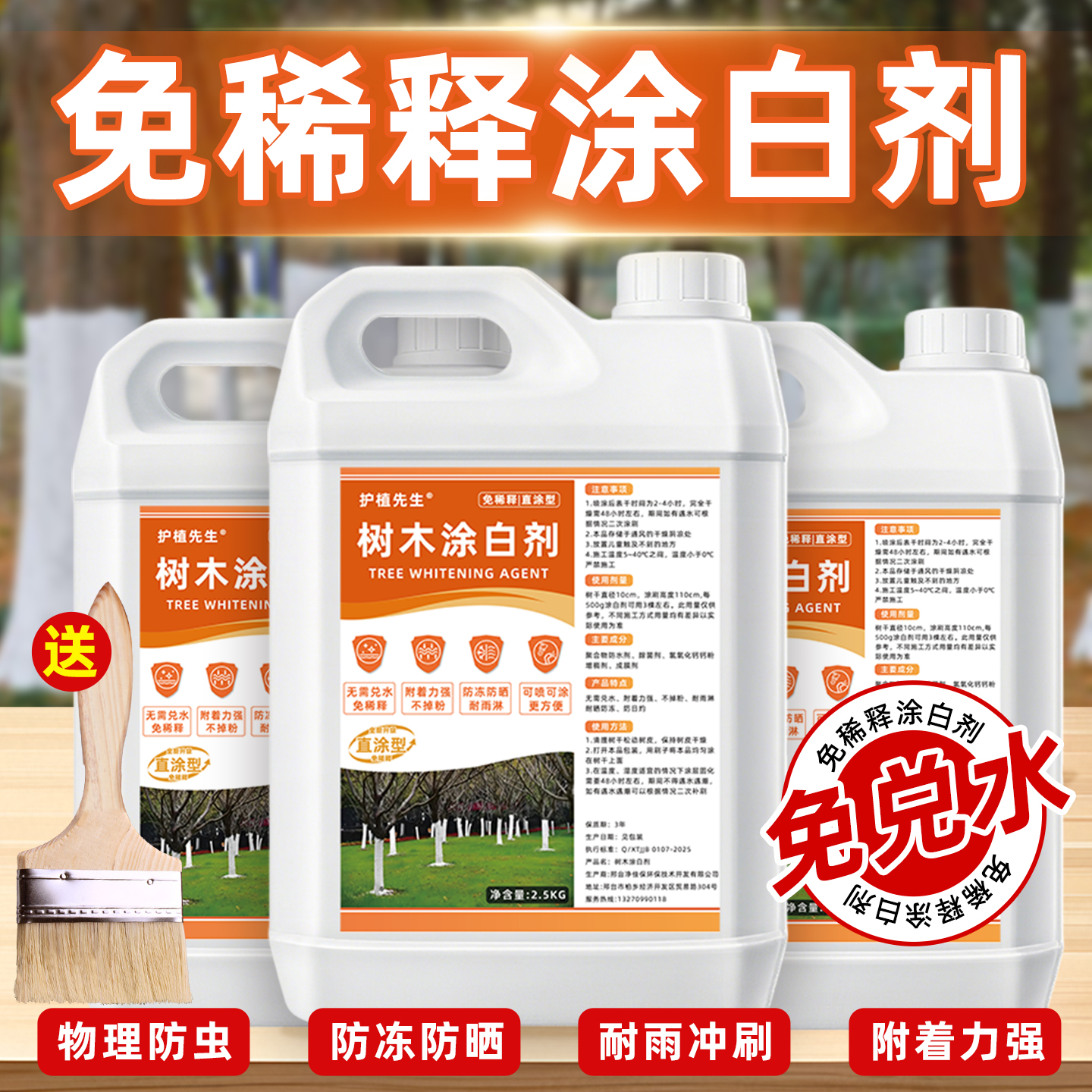 树木涂白剂树干果树专用树杆防虫防冻防寒大树刷白石灰粉园林盆景
