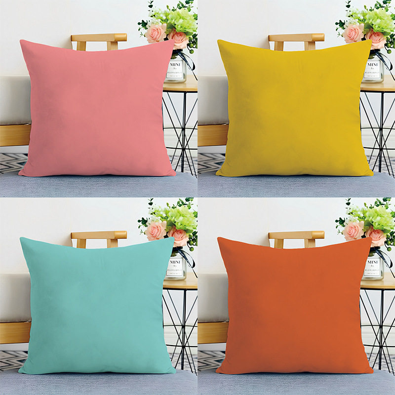 简约纯色图案枕套枕芯桃皮绒抱枕家居房间沙发装饰清新办公椅靠垫