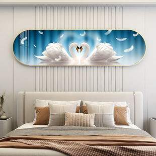 2023新款床头横长条装饰画立体网红挂画卧室玄关墙面晶瓷画装饰品