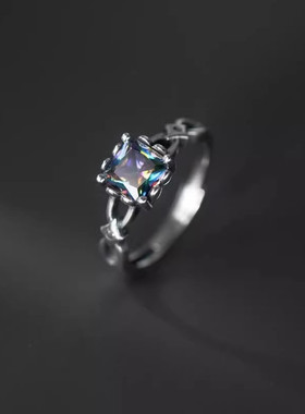 新款复古泰银四方锆石戒指时尚个性潮流感热卖指环饰品戒指戒