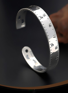 时尚个性尺子手镯女日韩创意脚印罗马数字复古泰银开口手镯铜AL64