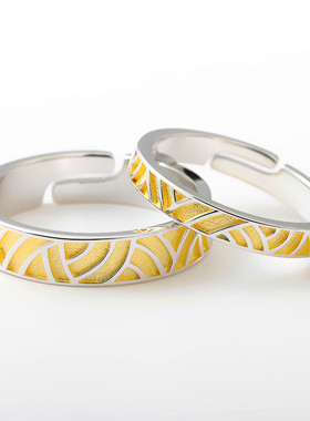 时尚ins小众设计风吹麦浪情侣戒指简约个性文艺开口对戒韩版饰品