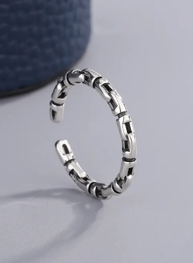 2025新款日韩简约个性螺纹打结编织戒指设计复古小众百搭开口指环