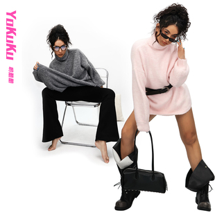 哟酷酷(针织最柔情)秋冬法式时尚毛衣裙女软糯保暖宽松长款毛衣