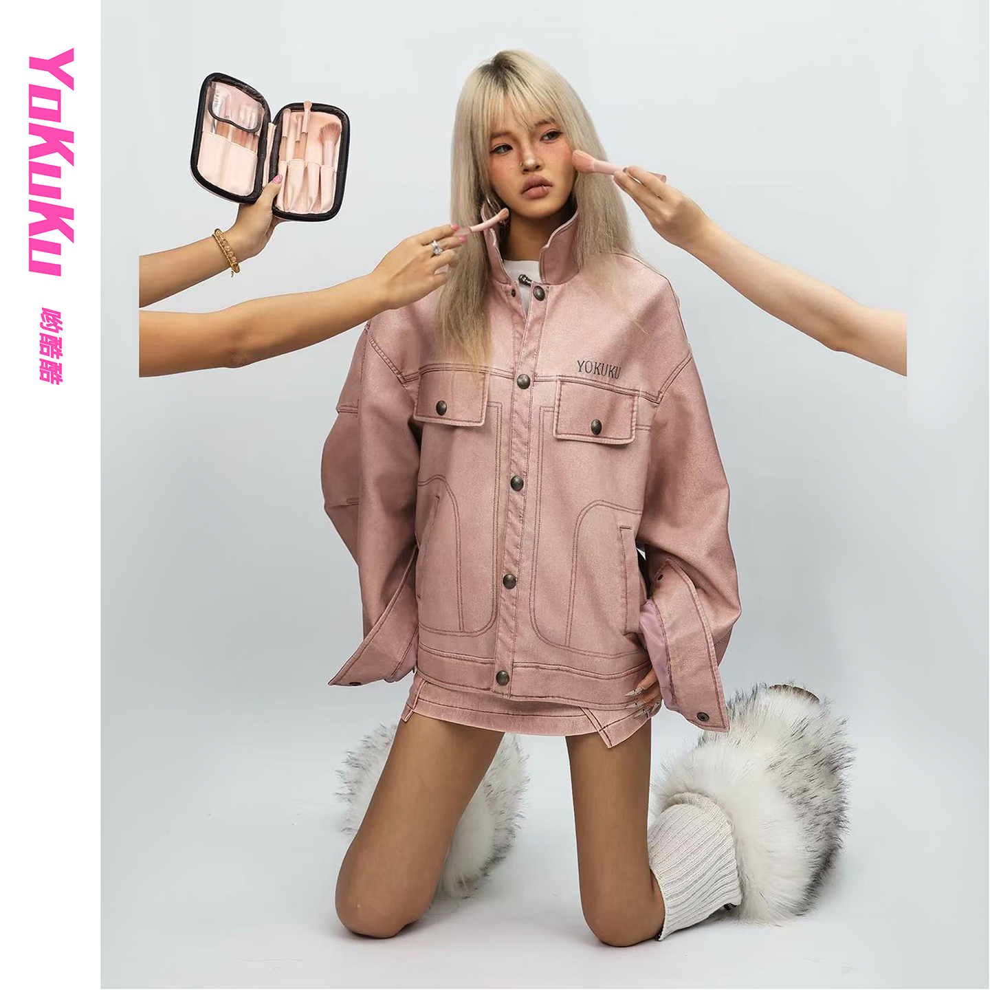 哟酷酷秋冬季个性潮酷皮夹克女