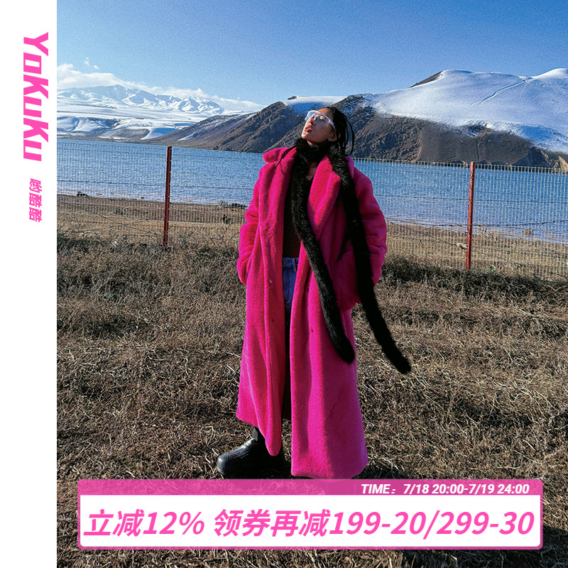 秋日漫步美式复古毛呢外套