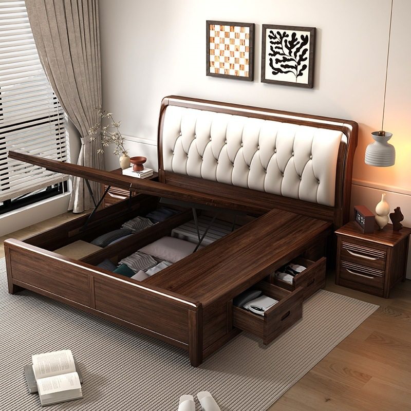 实木床软包政府补贴现代轻奢高级感高箱储物1米8x2米主卧室双人床