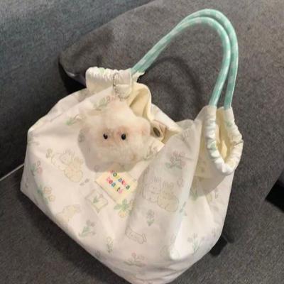 薄荷曼波帆布包手提包小拎包女大容量学生旅行轻便上班通勤兔子包