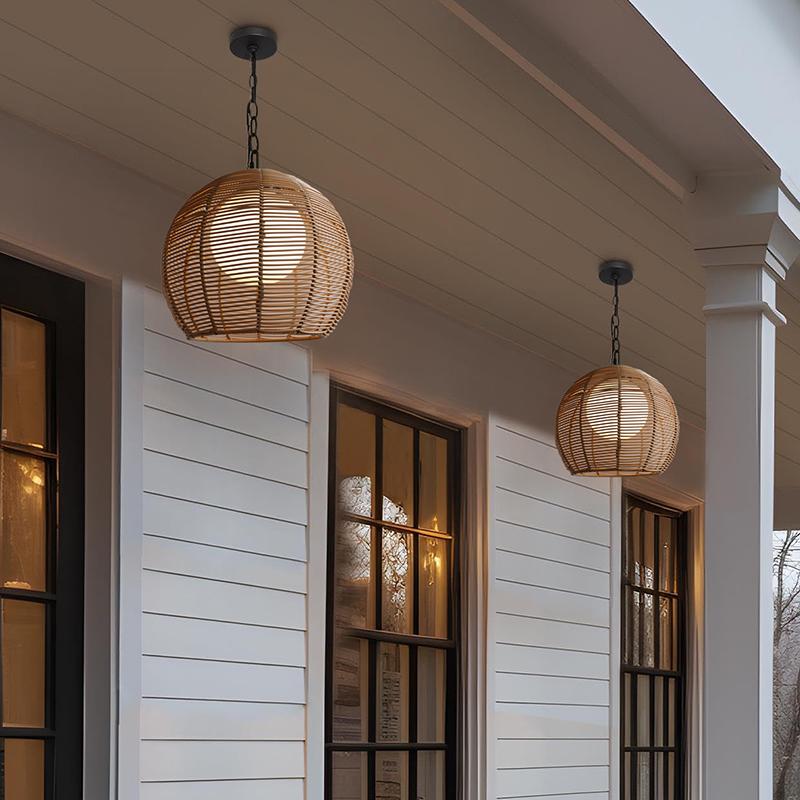 户外藤编吊灯阳台吊灯防水凉亭灯