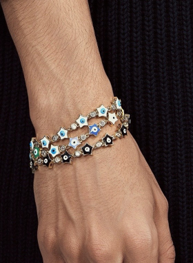 LUCKJAY 彩色滴胶五角星星手链男女同款多巴胺情侣嘻哈潮流饰品