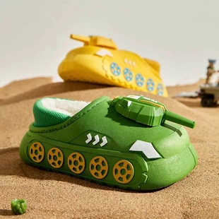 儿童拖鞋2025新款男孩秋冬季男童室内女宝宝家居防滑小坦克棉拖鞋
