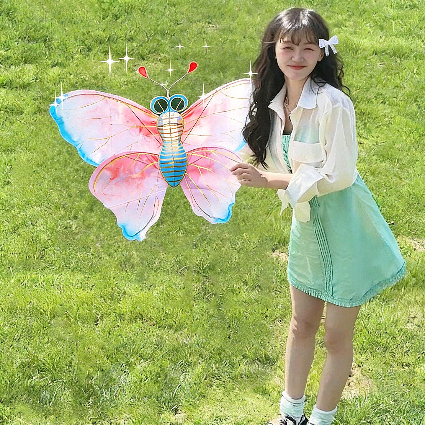 风筝diy材料包儿童微风易飞幼儿园活动手绘蝴蝶非遗纸鸢空白风筝