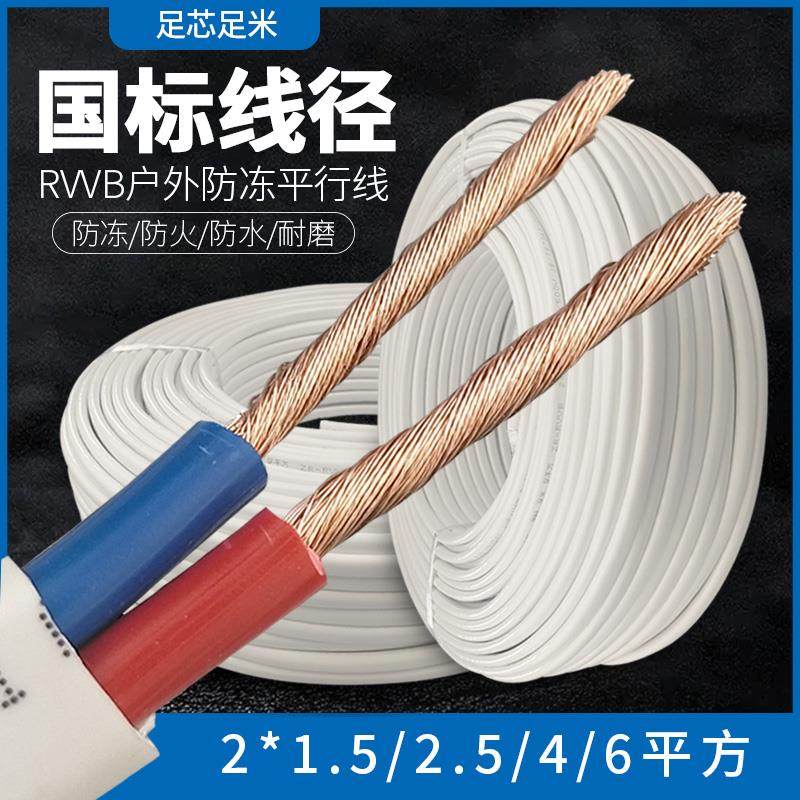 二芯护套线国标电线电缆线2芯2.5/4/6平方防冻多股软线家用电源线