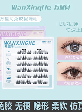 万星河无梗免胶假睫毛自粘自然款太阳花分段式眼睫毛仿真新手懒人