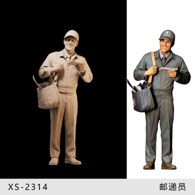 【邮递员】美国 送信 邮政员工 1/64人偶模型手办 43比例微缩白模
