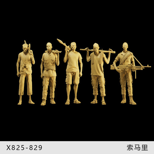 【索马里】黑人民兵 海盗护航队 火箭筒 1/64模型手办1比43白模
