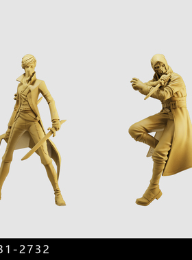 【耻辱】科尔沃 艾米丽 游戏1/64小人偶模型手办1:43比例微缩白模