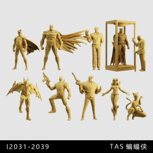 【DC】蝙蝠侠 猫女 罗宾 双面人 1/64小人偶模型手办1:43微缩白模