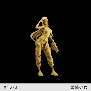 【武装少女】战前准备 美女 1/64小人偶模型手办1:43比例微缩白模