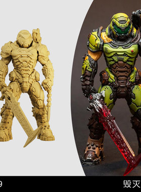 【毁灭战士】执政官盔甲 恶魔杀手 DOOM 1/64模型手办1比43白模
