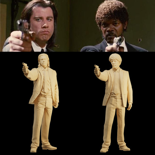 【低俗小说】文森特 朱尔斯 昆汀 1/64:人偶微缩车模场景 35模型