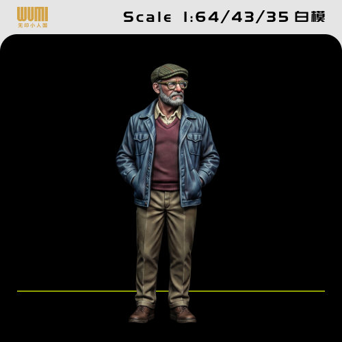 【美国大爷】复古鸭舌帽 1/64人偶模型手办43比例3D打印微缩白模