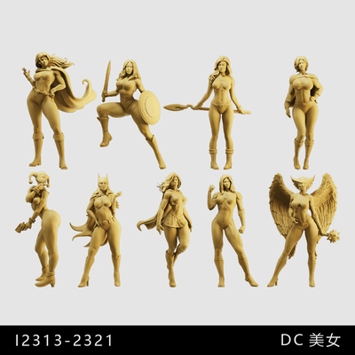 【DC】超女 神奇女侠 蝙蝠女孩  /64小人偶模型手办1:43微缩白模