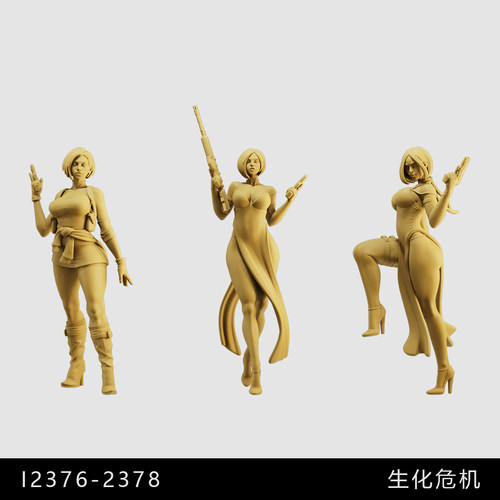 【生化危机】艾达王 吉尔 游戏 /64小人偶模型手办1:43微缩白模