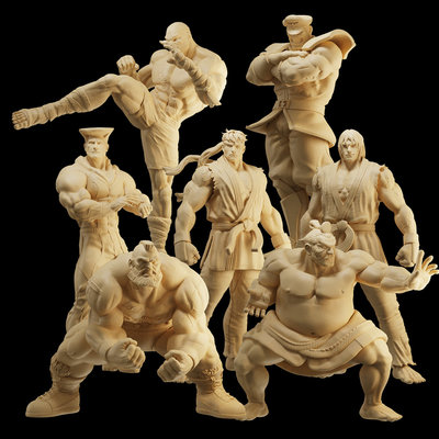 【街头霸王】肯 隆 沙加特 古烈 1/64:人偶微缩车模场景 35模型