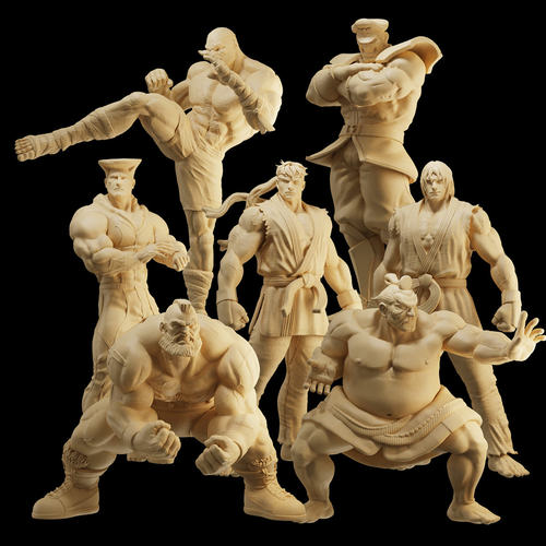 【街头霸王】肯 隆 沙加特 古烈 1/64:人偶微缩车模场景 35模型