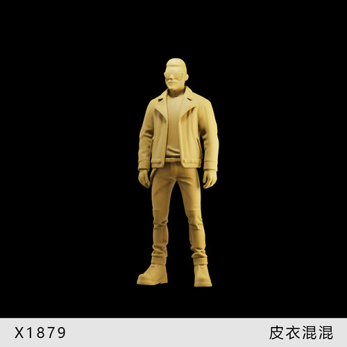 【皮衣混混】美式 街头坏人 1/64小人偶模型手办1:43比例微缩白模