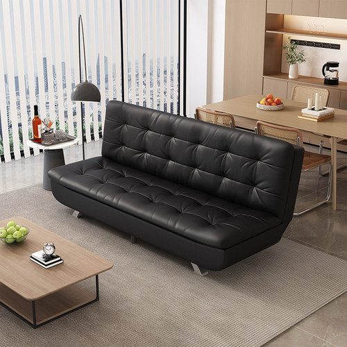 办公室沙发可折叠两用接待室商务会客三人位简约现代猫抓皮沙发床