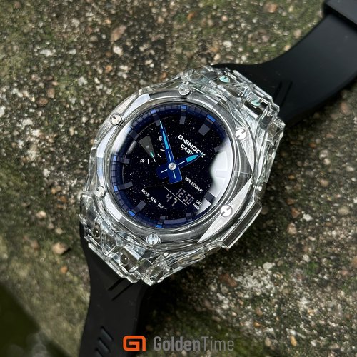 GoldenTime工作室定制改装GA2100农家橡树赛博星空天然蓝砂石手表