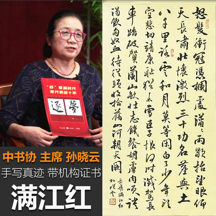 中书协主席孙晓云手写书法真迹挂字画带权威机构证书满江红诗词