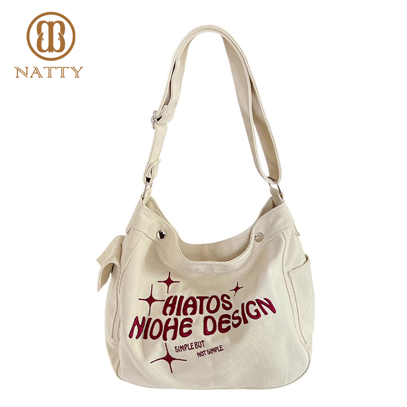 NATTY字母帆布包单肩斜挎女包