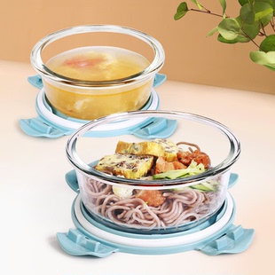 创得保鲜饭盒400ml+650ml+带盖可微波加热玻璃碗FZ
