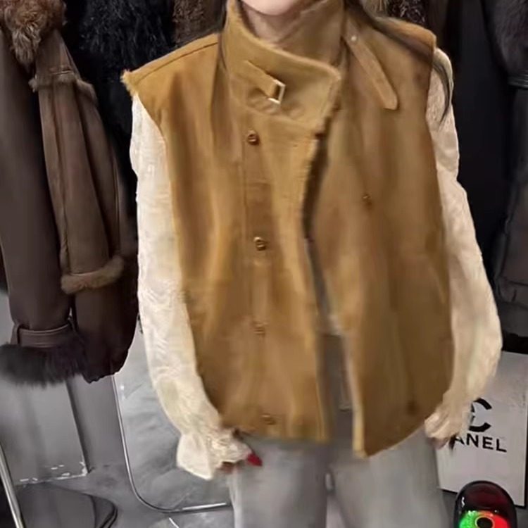 复古杏色加绒加厚背心马甲短外套女冬季新款休闲显瘦立领开衫上衣,女装/女士精品,马夹,淘宝优惠券,粉丝福利购,淘宝优惠卷