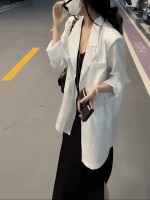 寻果长袖西装外套女醋酸缎面垂感