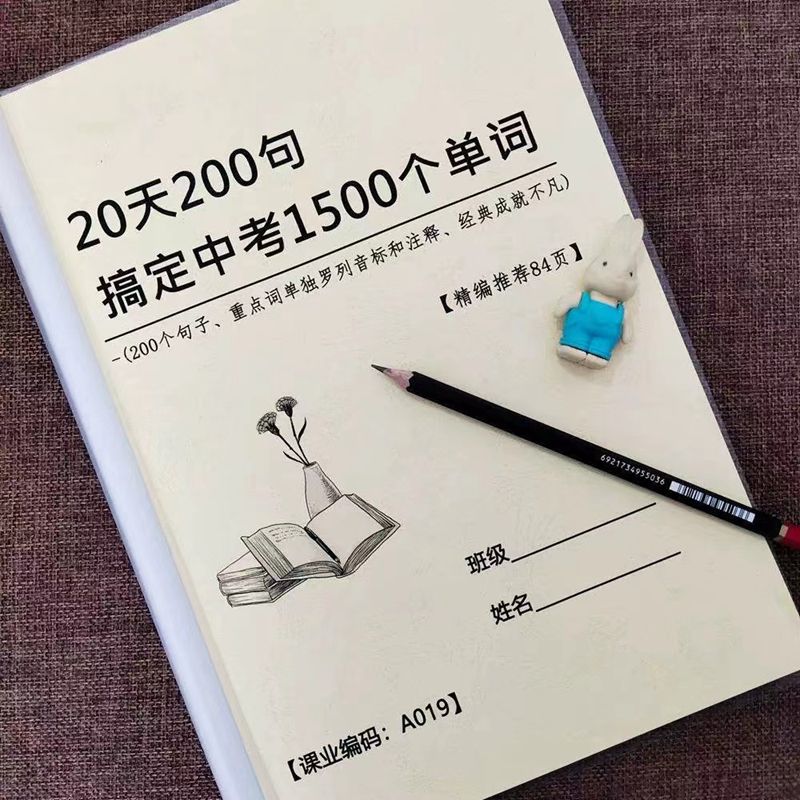 中考必背英语单词20天200句搞定1500个中考单词7-9年级重难点单词