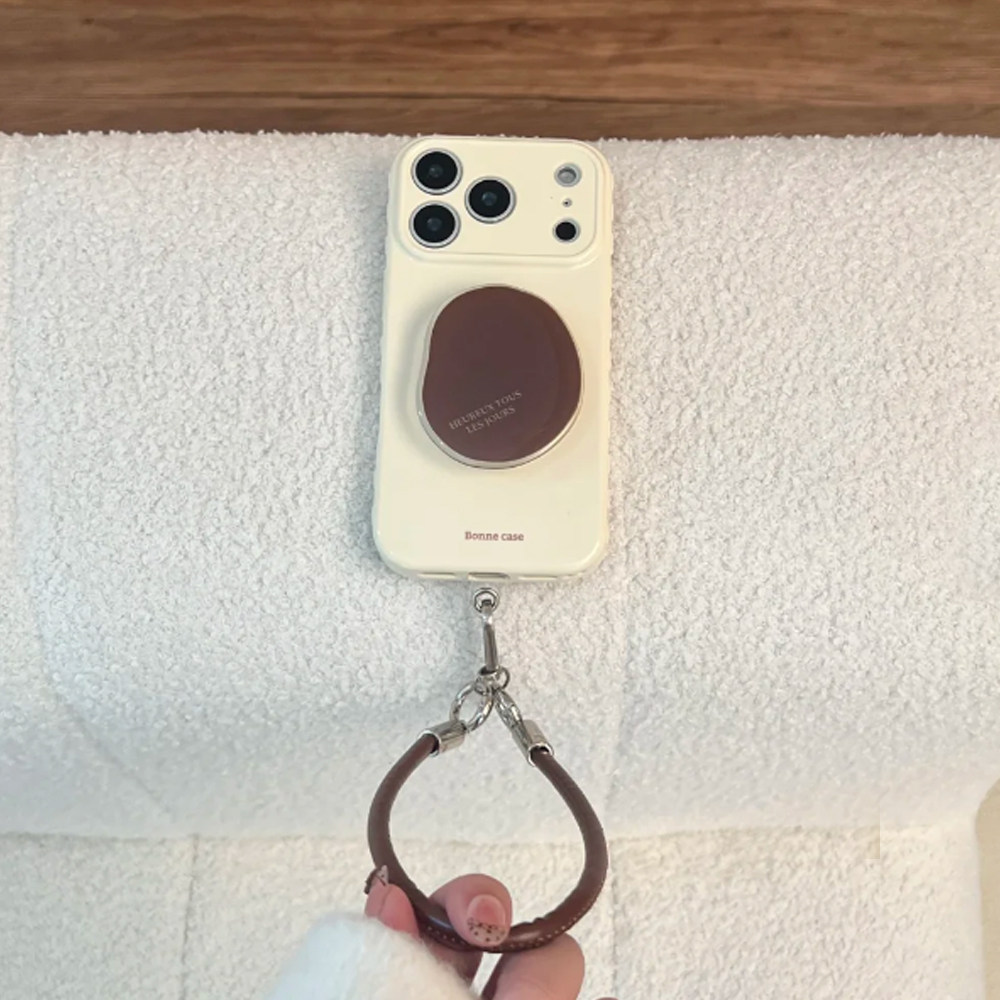 复古ins风简约咖啡豆几何棕色支架适用苹果17promax手机壳iphone16pro新款15男女款14个性13全包软壳12挂绳