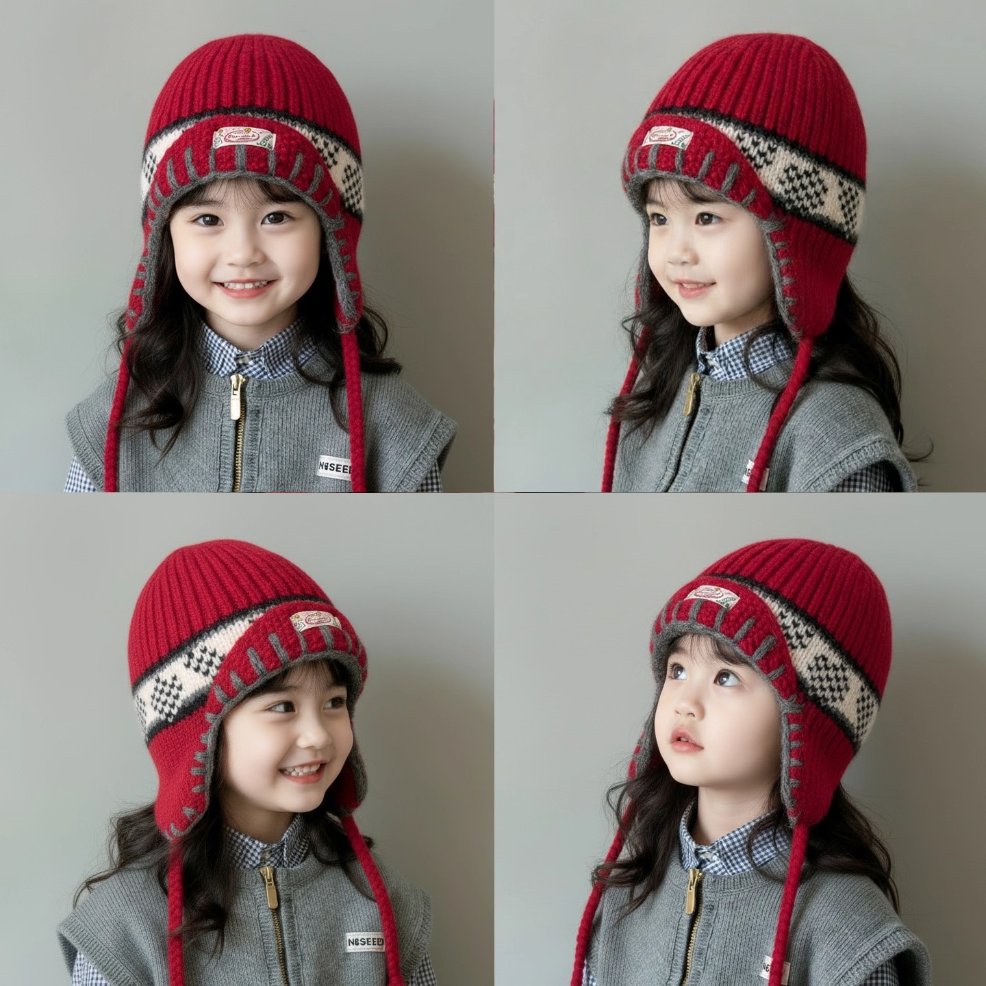 儿童复古提花费尔岛针织毛线帽女童男童秋冬保暖护耳防寒百搭帽子