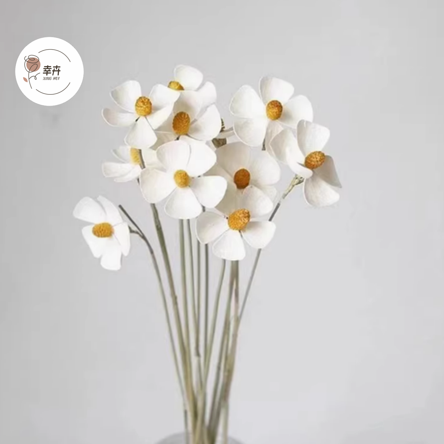 紫罗兰干花白色手工粘接仿真花干花家居摆件装饰花束礼品鲜花配饰