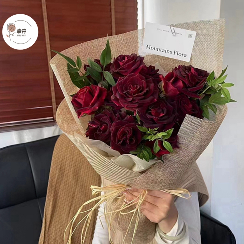 花束包装纸彩色复古麻片