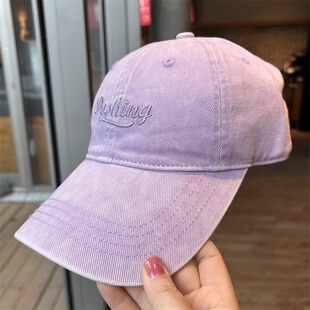 新款 高品字母刺绣情侣软顶鸭舌帽子遮阳 潮牌破洞做旧棒球帽女韩版