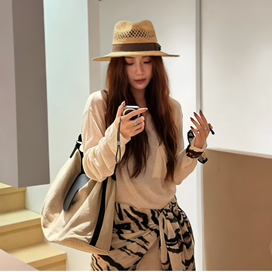 复古手工编织镂空装饰夏季度假风天然镂空草沙滩帽草帽牛仔女士