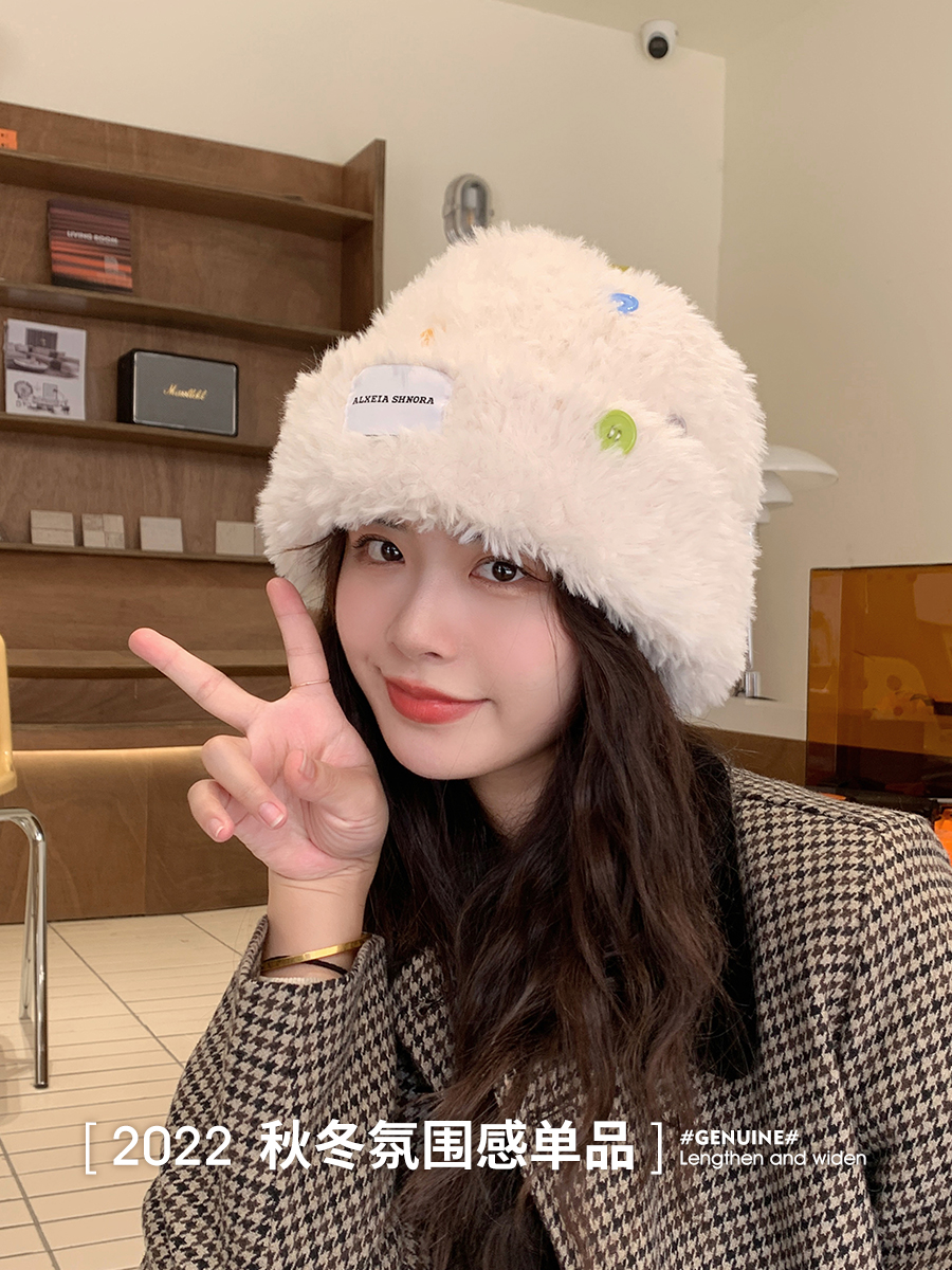 逛街毛线帽女白鹿同款秋冬季