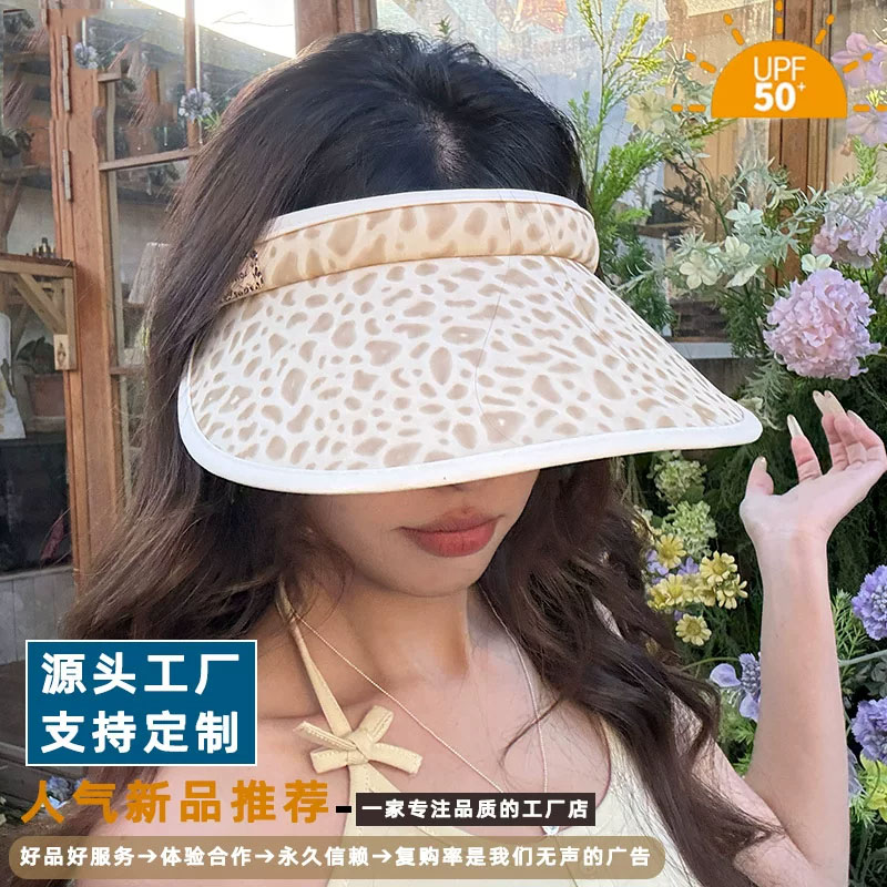 女士豹纹空顶帽夏防晒遮阳太阳帽