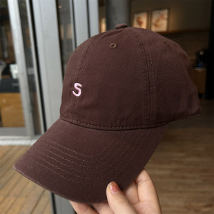 帽子女时尚潮牌百搭字母S刺绣棒球帽韩版休闲高品质宽檐鸭舌帽男