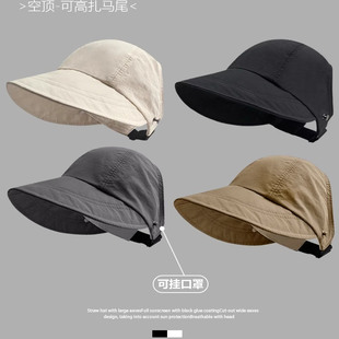 赵露思帽子女夏款遮阳帽防晒防紫外线空顶太阳帽大头围渔夫鸭舌帽