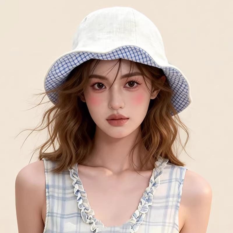 双面戴渔夫帽子防晒帽子显脸小